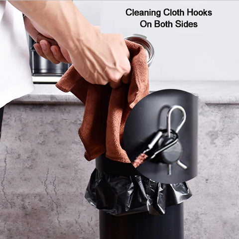 Floor Standing Espresso Knock Box For Hassle Free Daily Pulls - Heavy Duty Commercial Coffee Grounds Bin with cleaning cloth hook.