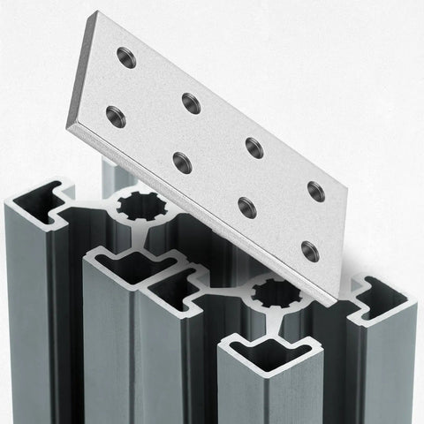 20 Pcs Aluminum Extrusion Accessories For 2020 2040 T Slot Aluminum Profile, Flat Joining Plates With 8 Holes, Rectangular 20 Series Plate, Precise 80 By 38 Mm Fit For DIY Frames And Pro Builds. 6063 aluminum flat joining plate on 2020 T-slot extrusion