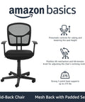 Breathable Mesh Mid Back Office Chair With Armrests For Home Office Super Comfortable Ergonomic Lumbar Support 360 Degree Swivel