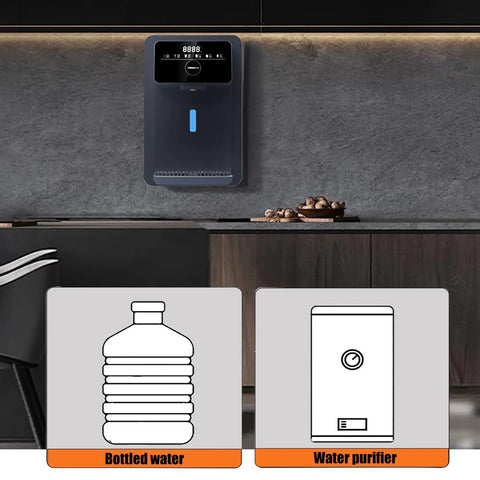 Wall Mounted Mains Fed Water Dispenser With Instant Heat And Adjustable Temperature Space Saving Office Water Cooler in kitchen.