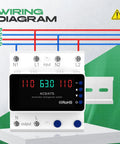 Front view of Automatic Transfer Switch 63A 110V for Power Outages With DIN Rail Mount Generator Transfer Switch Featuring Dual Automatic And Manual Operation LED Display Over Voltage And Over Current Protection 50 60 Hz.