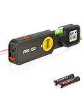 4 In 1 Laser Level For Home Renovation And Picture Hanging, torpedo-style black tool with bubble vial and tape measure