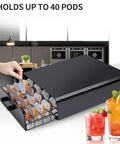 Under Counter Pod Holder For 40 Cocktail Capsules, Slim Drawer Organizer under beverage machine in home bar setting