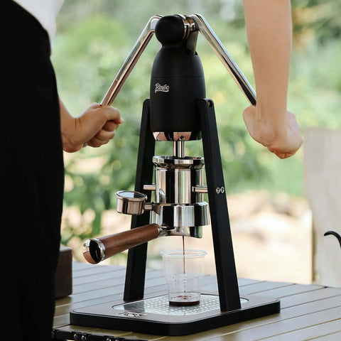 Manual Espresso Maker Set Hand Press Espresso Machine With Dual Lever And 12 Bar Pressure Profiling pre infusion tech portable stainless steel black finish for custom espresso shots and home barista level results