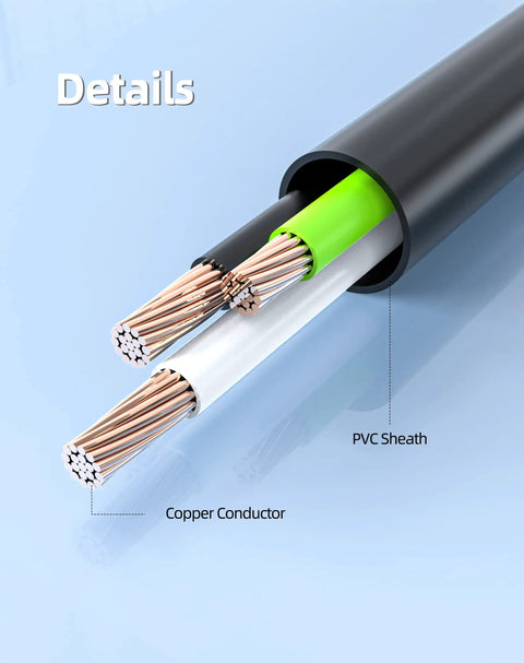 Cross-section of 3 Prong AC Power Cord Replacement For Instant Pot And Electric Pressure Cookers Rice Cookers Soy Milk Makers