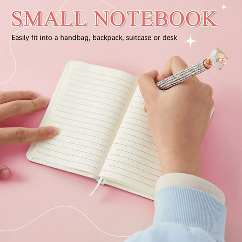 Bling Rhinestone Notebook Set Glitter Pocket Journal With Crystal Pen Mini Diamond Diary Hardcover For Women A6 Size