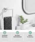 Simple Hand Towel Holder In Brushed Nickel Made From SUS 304 Stainless Steel Square Bathroom Towel Ring Wall Mount 7.09 Inches