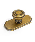 Top Shelf Antique Brass Cabinet Knobs With Killer Scalloped Backplates And Hella Durable Build For Fresh Kitchen And Bathroom Renovations Two Point Seven Five Inch Width Six Pack, featuring a round knob with scalloped backplate.