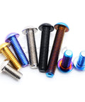 Different colored titanium alloy socket head cap screws with blue purple anodized finish, M4-M8, CNC machined for strength.