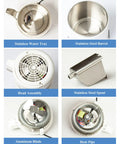Built Tough Water Distiller Machine Packs 750 Watt Heating Coil With A Generous Four Liter Catch Bucket components, including stainless water tray and heat pipe.