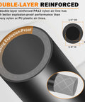 Diagram showing Road Ready Premium PA12 Nylon DOT Air Line, 1/2 inch OD, double-layer reinforced for air brake systems and industrial use.