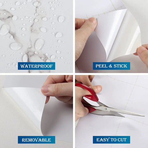 White Marble Countertop Contact Paper 36 By 200 Inches Peel And Stick Waterproof Vinyl Wallpaper Removable Self Adhesive Backsplash features