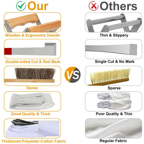 Comparison graphic of 13 Piece Bee Hives Starter Kit With XXL Bee Suit And Veil Smoker Tools Feeder Tote Gloves And Beginner Friendly Gear