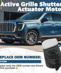 Direct Fit Replacement Grille Shutter Actuator Motor 84375398 showcases a black actuator motor with a white cap, compatible with Chevy GMC Cadillac.