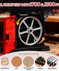 Powerful 9 Inch Portable Bandsaw for Woodworking With Dual Speed 1700/2500 FPM open view showing speed settings