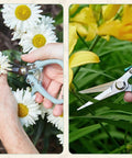 Herb Snipping Scissors For Gardeners, Lightweight Pruning Shears With Easy Lock cutting flowers, fine tipped carbon steel blades