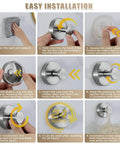 Step-by-step guide to installing suction cup hooks for shower and bathroom no drill installation, showing placement on smooth surfaces.