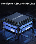 Slick Beast Mode M2 Nvme Enclosure For External Solid State Drives Compatible With Thunderbolt 4 And Usb4 showing ASM2464PD chip with blue lighting.