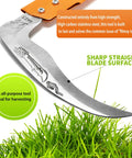 Adjustable Long Handled Weeding Sickle With High Carbon Steel Blade, showing sharp blade surface for harvesting