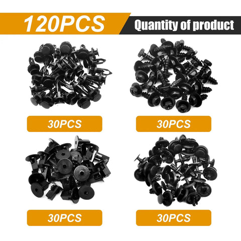 4 In 1 Bumper And Fender Liner Clip Kit For Toyota And Lexus With Screws Bolts Rivets, 120-piece quantity illustration