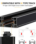 Diagram of H-Type track lighting system compatible with 3 Wire Track for 3 Color Selectable 30W H Track Lighting Heads Pack Of 4
