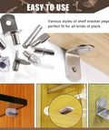 Various shelf bracket pegs and supports from 237 Piece Shelf Pins Kit With Nickel Plated Metal Pins Black Rubber Sleeves And 9 Styles Of Bracket Pegs For Cabinets And Bookshelves Fits Shelf Holes Hardware Set For Furniture Repair And Grab And Go DIY Upgrades.