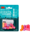 Disposable Earplugs For Concerts And Stadiums NRR 32 dB Soft Smooth Design pack with 4 pairs in assorted colors