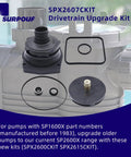 Drivetrain Upgrade Replacement Kit Fits Hayward Superpump Pumps 1 HP SP1600X shown with components and gaskets