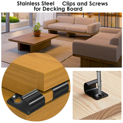 Starter Deck Clips Set For Composite Decking Hidden Fasteners Trex Z Clips With Stainless Steel Screws and Torx Bit, 50 Clips, 50 Screws