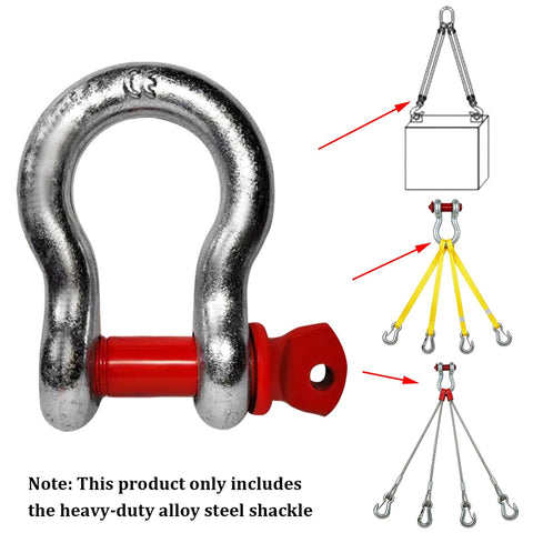 Heavy Duty Alloy Steel Bow Shackle D Ring WLL 55 Ton And Break Strength 220 Ton Large Tow Shackle Length 45 Cm