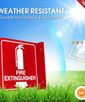 Fire Extinguisher Sign With Down Arrow 4 Pack 6 X 6 Inches Acrylic Wall Signs With 2 Pre Drilled Holes Includes Screws Or Adhesive Strips Durable UV Resistant Ink