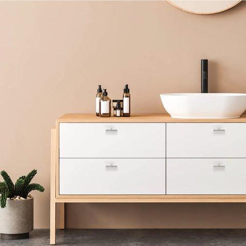 Bathroom vanity with 30 Pack Brushed Nickel Cabinet Knobs Stainless Steel T Bar Pulls For Doors And Drawers, modern decor style