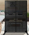 Metal Privacy Screen With Stand 72 By 44 Inches freestanding outdoor privacy panels on patio with modern design