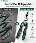 4 In 1 Wire Stripping And Testing Pliers With Built In Voltage Tester For Cutting, Crimping, And Pulling Wires, Handy On The Job Electrician Tool Pliers That Are Compact, Durable, And Easy To Store, Green.