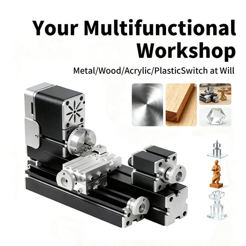 All Metal Mini Lathe Machine 36W 20,000 RPM Precision Lathe With 0.02mm Scale for Wood and Soft Metals Copper Aluminum