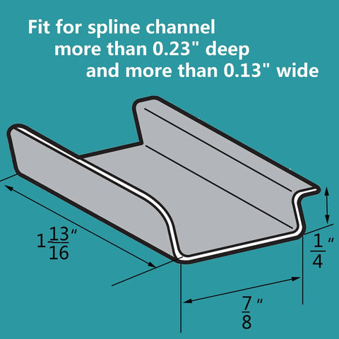 Detailed diagram of Heavy Duty Aluminum Window Screen Spline Lift Pull Tabs dimensions fitting channels over 0.23" deep.
