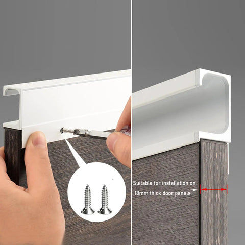 Concealed Cupboard Handles G Type Kitchen Pulls for Cabinets and Wardrobes in White Aluminum Low Profile Finger Edge Design Installation