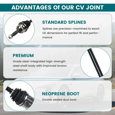 Toyota Corolla Front CV Axle Shaft Assembly Replacement For 1.8L L4 Auto Trans Front Left Driver Side With Direct Fit And Easy Install Replaces 4342002340 4342002380 665218 NCV69583, neoprene boot