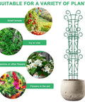 Image of Stackable Plant Trellis Kit for Potted Plants Indoor Outdoor Climbing Support with examples of suitable plants like ivy and flowers.