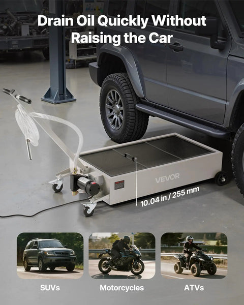 Heavy Duty Electric Oil Drain Pan With 20 Gal Capacity And 110V High Flow Pump, Rolling Waste Oil Tank featuring a 10.04" height