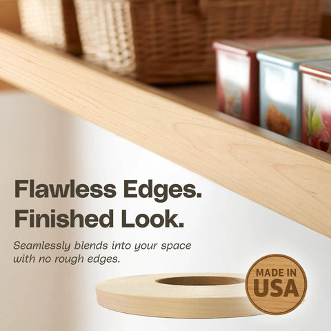Maple Veneer Edge Banding Roll One-Half Inch By Fifty Feet Preglued Wood Tape With Iron-On Hot Melt Adhesive, DIY Friendly