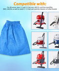 Cloth Filter For Two And Two Point Five Gallon Shop Vac Systems In A Three Pack, compatible models illustration and vacuum examples.