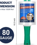 Two-Pack Clear Industrial Stretch Wrap Film 5.1 Inch by 1000 Feet with Handle, 80 Gauge Heavy Duty Self Adhering Wrap for Moving