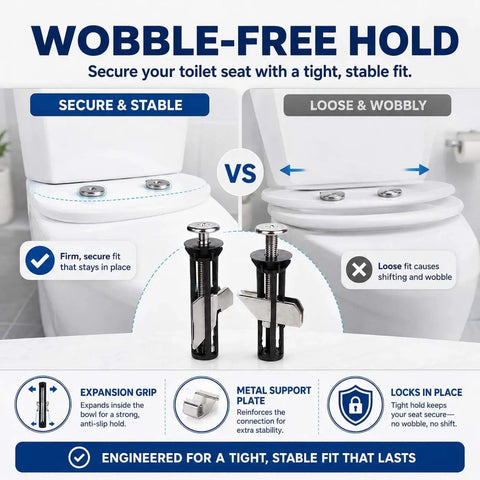 Heavy Duty Toilet Seat Fastener Bolt Kit With 304 Stainless Steel Locking Hardware, Waterproof Universal Toilet Seat Mounting Replacement on toilet