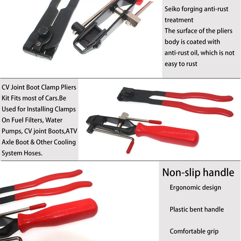 22 Piece CV Boot Clamp Pliers Kit Universal Fit For Cars UTVs And ATVs Pro Grade DIY Friendly with anti-rust pliers and red handles