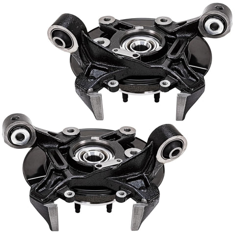 Two Piece Kit Rear Steering Knuckles With Wheel Bearing Hubs For 2006 2010 Ford Explorer Mercury Mountaineer And 2007 2008 2009 Explorer Sport Trac Replacement, black metal, pre-assembled
