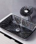 Killer 12Mm Thick Tempered Glass Vessel Sink For Countertop Vanity Basin With 360 Swivel Waterfall Faucet Hot Cold Mix Dead Easy Cleanup And Built Like A Tank For Modern Bathrooms Today, with water flowing from the faucet.