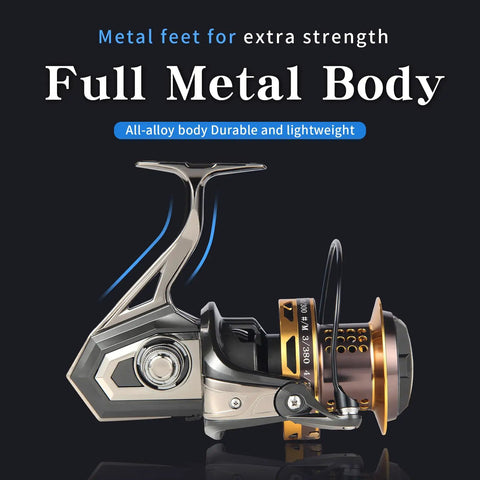 Surf Spinning Fishing Reel 8000 12000 With 20Kg Drag Power Backlash Free Bearings All Metal Frame Zinc Alloy Gear profile view