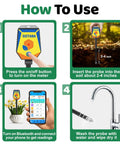 Steps for using 8 In 1 Smart Soil Meter For Moisture PH Light Humidity Fertility EC Salinity And Temperature With Handy App Monitor