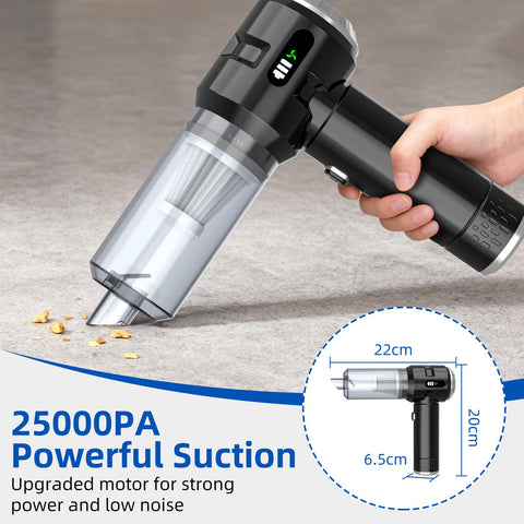 Powerful 25000Pa Cordless Handheld Car Vacuum With Cyclonic Suction And Digital Display for pet hair and debris cleanup